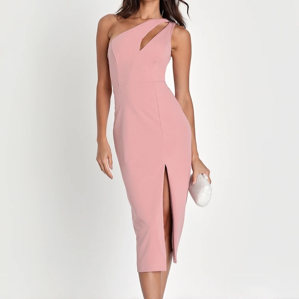 Cocktail Club Blush Pink One-Shoulder Midi Dress